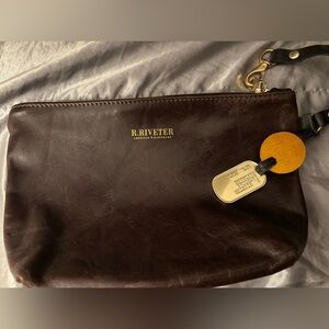 R.Riveter Chestnut 🌰 Dark Brown Naomi Clutch Wristlet Pouch Purse